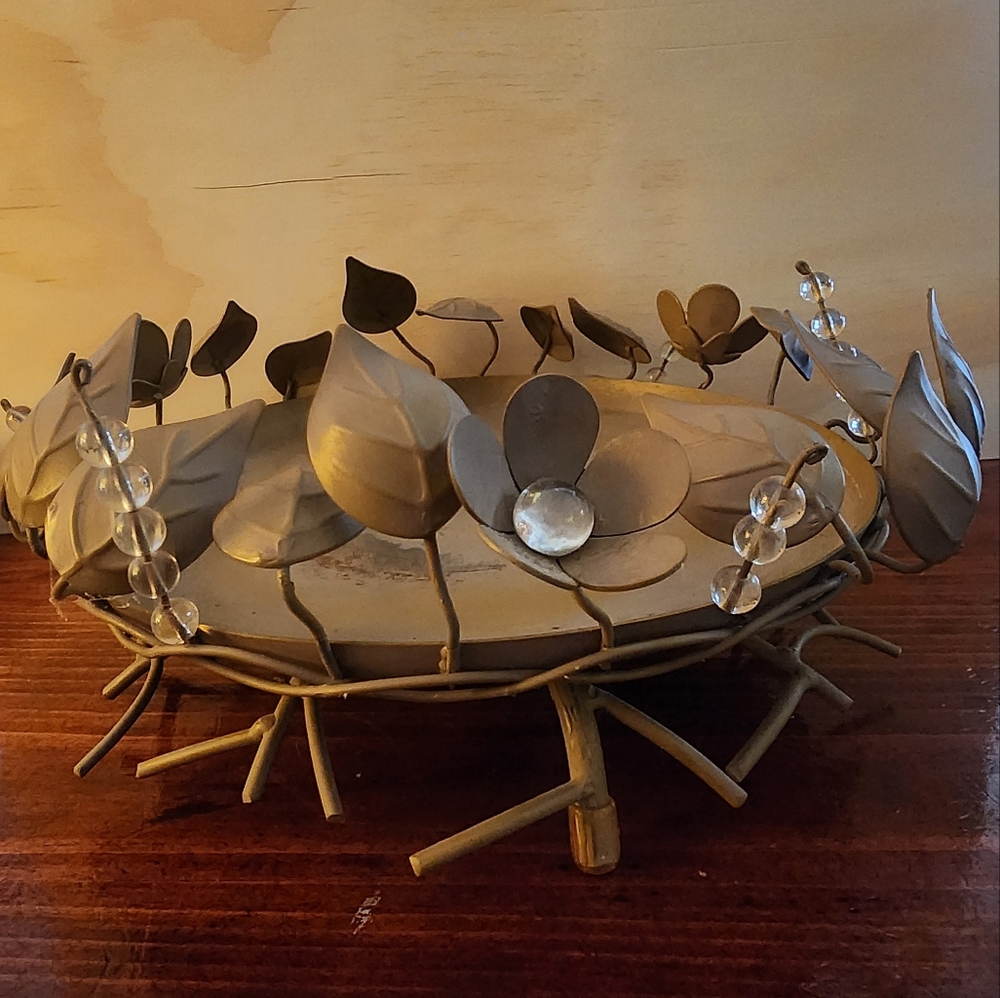 ~PartyLite~ Golden Leaves 3 Wick Holder